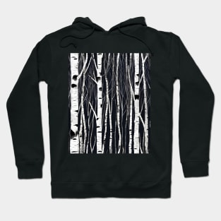 black and white dark birch forest, minimalistic vector design Hoodie